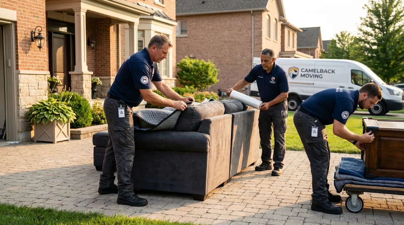Large estate moving crew wrapping furniture in Buena Park, CA