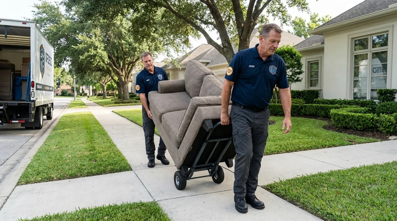 Local residential moving crew loading furniture in Buena Park, CA